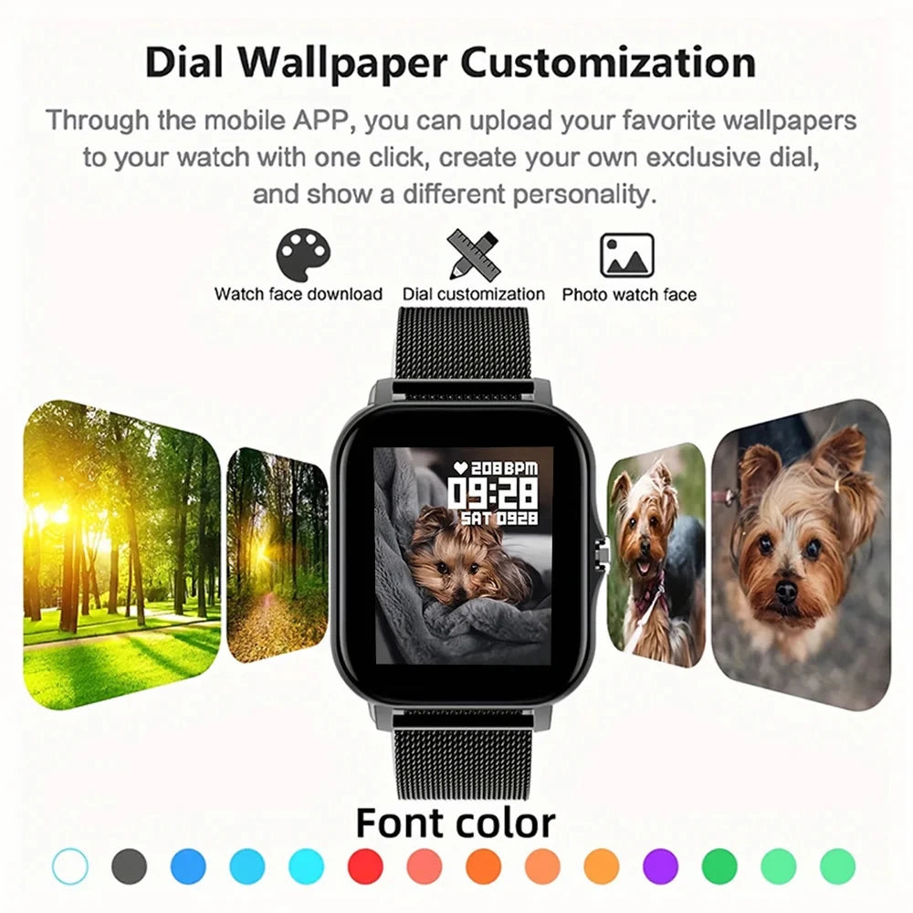 Smart Watch for Men Women Gift for Xiaomi Full Touch Screen Sport Fitness Watches BT Call Digital Smartwatch Wristwatch 2024 New