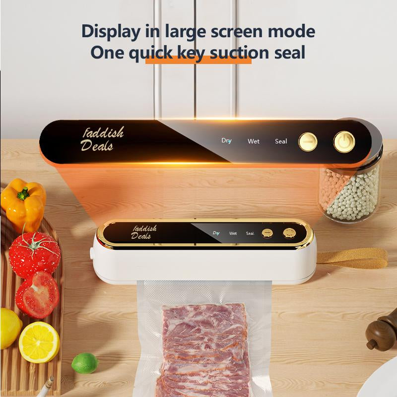 【Faddish】Portable Vacuum Sealing Machine, Automatic Electric Vacuum Sealing Machine, Keep Your Vegetables and Meat Fresh with One Click! Easy for Food and Snacks Preservation