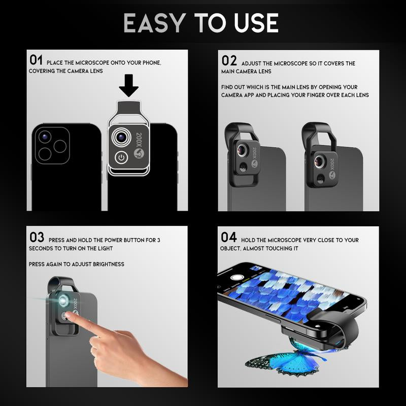 Daily Microscope - 200X Phone Microscope Attachment Accessories Mobile Smartphone Cellphone