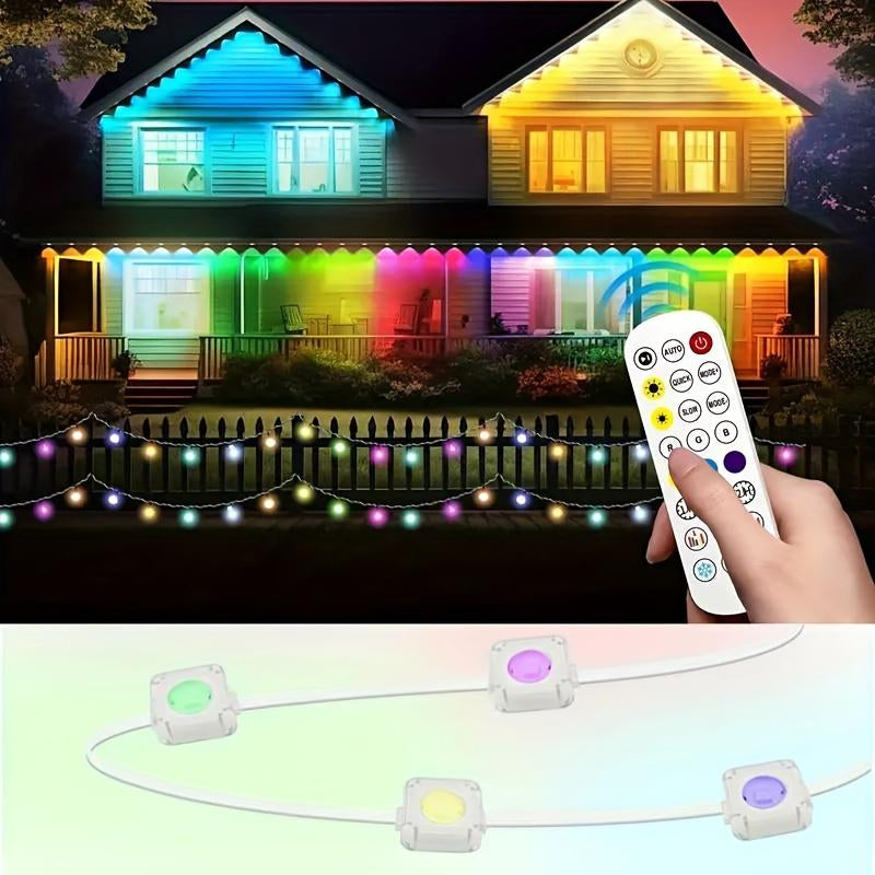 Permanent Outdoor Lights, RGB Outdoor Christmas Lights with LED Lights, Waterproof LED Eaves Lights with DIY Scene Modes for Halloween Decor, Smart APP & Remote Control