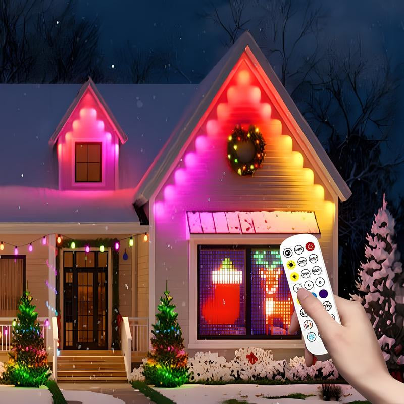 Permanent Outdoor Lights, RGB Outdoor Christmas Lights with LED Lights, Waterproof LED Eaves Lights with DIY Scene Modes for Halloween Decor, Smart APP & Remote Control