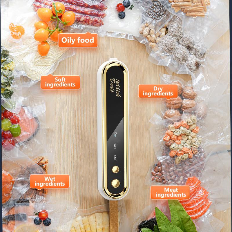 【Faddish】Portable Vacuum Sealing Machine, Automatic Electric Vacuum Sealing Machine, Keep Your Vegetables and Meat Fresh with One Click! Easy for Food and Snacks Preservation