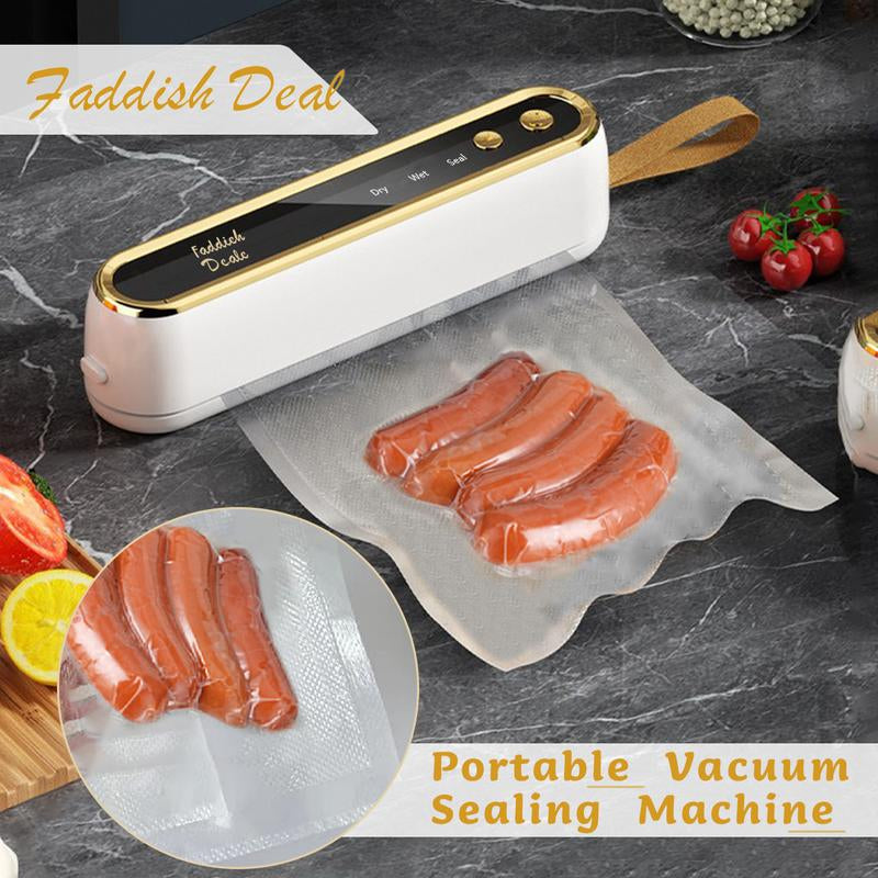 【Faddish】Portable Vacuum Sealing Machine, Automatic Electric Vacuum Sealing Machine, Keep Your Vegetables and Meat Fresh with One Click! Easy for Food and Snacks Preservation