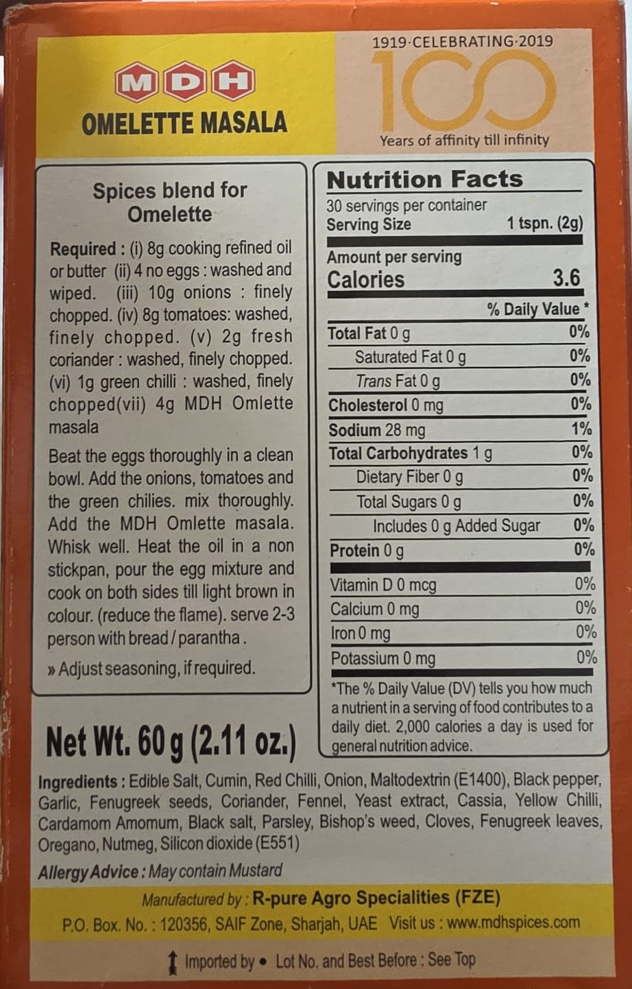 MDH Omelette Masala - 60g